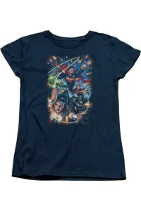 Женская футболка Justice League of America Under Attack с коротким рукавом Gildan