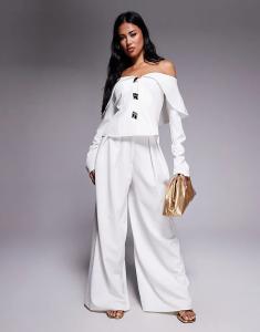 Широкие брюки ASOS LUXE цвета слоновой кости