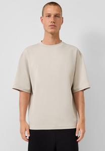 Футболка QS LOOSE FIT MIT LOGOSTICKEREI, Beige/Mottled Light Grey