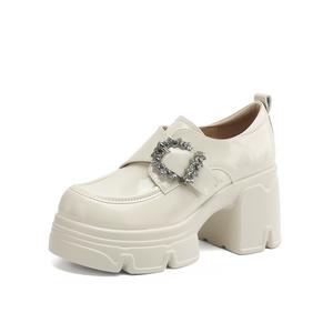 DAPHNE Блок каблук женские туфли на высоком каблуке бежевые, цвет Beige