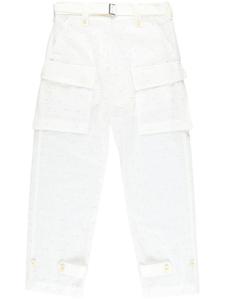 sacai брюки с вышитым логотипом, белый