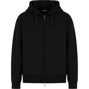 EMPORIO ARMANI Толстовка с вышитым логотипом на молнии и шнурком, Black