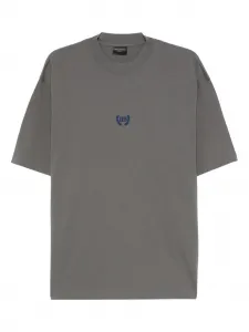 Хлопковая футболка с вышитым логотипом BALENCIAGA, серый