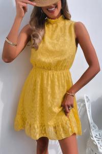 Платье с высоким воротником и рюшами по подолу TRUEDAMES, желтый