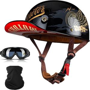 Шлем мотоциклетный YIYHFKM Baseball, черный / красный