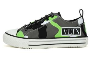 Камуфляжные лоу-топ скейтерские кроссовки мужские неоново-зеленые Valentino, в оригинальной коробке