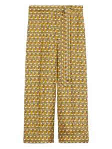 Брюки с принтом и поясом MAX MARA, желтый