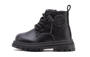 Детские кожаные ботинки дошкольные EBMINI, черный