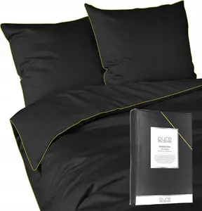 Постельное белье Mako Satin Pure | 180x200 см | С отделкой | Черный Deco4Home