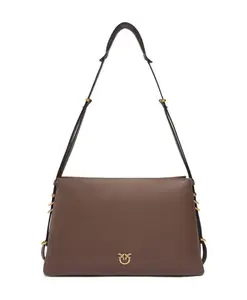 Коричнево-Золотая сумка через плечо Pinko, коричневый