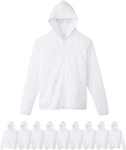 Мужская толстовка на молнии Glimmer 00338-AMZ, плотность ткани 4,4 унции, быстросохнущая, с длинными рукавами, с защитой от УФ-излучения, белый