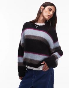 Вязаный полосатый джемпер Carhartt WIP Merlin черного и синего цветов