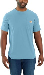 Carhartt мужская футболка 104616 Force Relaxed Fit Midweight с коротким рукавом и карманом, Powder Blue