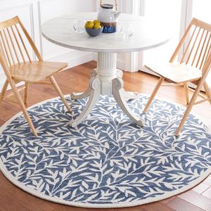 Ковер SAFAVIEH, 92 x 92 см, Jardin Collection, Blue & Ivory, ручной работы из шерсти, цветочный дизайн, идеально для гостиной, столовой, спальни (JAR753M)