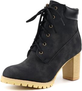 Женские повседневные ботильоны Joojaky на высоком каблуке, с модной шнуровкой, из замши, Black