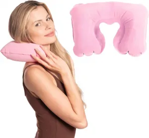Подушка для шеи AJK Travel Pillow, надувная, эргономичная, туристическая, розовая Sonstige Vorlage