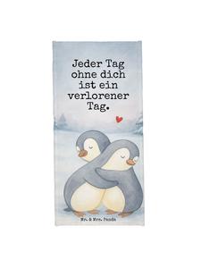 Mr. & Mrs. Panda Спортивное полотенце с изображением пингвина и надписью белого цвета