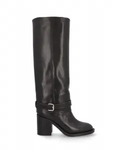 Высокие сапоги с голенищем и кожаным гамашем Alpe, черный