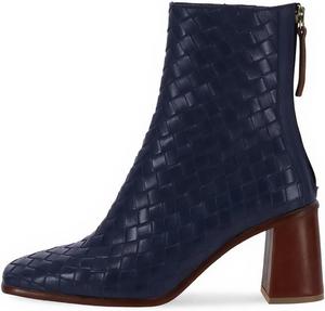 Женские ботильоны YDN с закрытым квадратным носком, плетеные, на щиколотку, с устойчивым высоким каблуком, молния сзади, зимние и осенние, повседневные, для прогулок и свиданий, размеры US 4-16, Blue