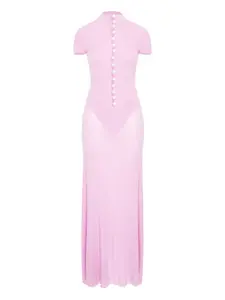 Макси-платье с высоким воротником и декоративными пуговицами Manuri, розовый