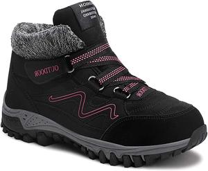 Зимние женские походные ботильоны VOKLIN, водонепроницаемые, с нескользящей подошвой, для активного отдыха и повседневной носки, Black-Fur Lined