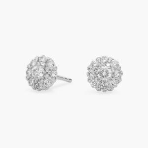 Серьги-гвоздики с двойным ореолом из 14-каратного белого золота с бриллиантами (1/2 карата) Blue Nile