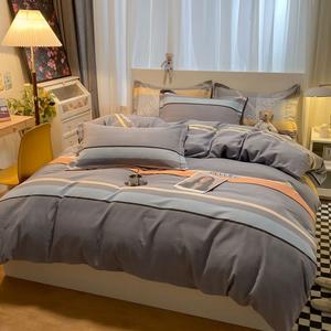 LUOLAI HOME Комплект постельного белья: пододеяльник 220×240 см, простыня, наволочки, 100% хлопок, клетка