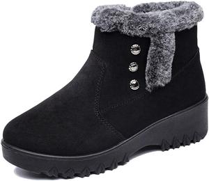 Женские зимние ботинки MIOKE с мехом, водонепроницаемые, на платформе, с боковой молнией, противоскользящие, теплые короткие снежные ботильоны, Black-Fur Lined
