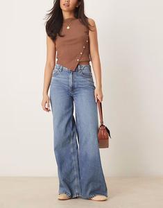 Широкие джинсы ASOS DESIGN в средне-голубом цвете - MBLUE