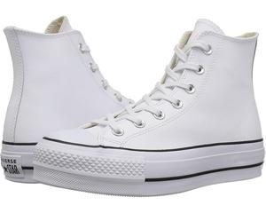 Кроссовки Converse Chuck Taylor All Star High Top Platform Leather Sneaker, цвет White/Black/White