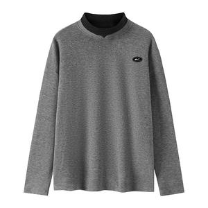 Футболка Unisex Half Turtleneck утепленная, с флисовой подкладкой, стиль Mock Two Piece WARRIOR, темно-серый (regular edition diy badge)