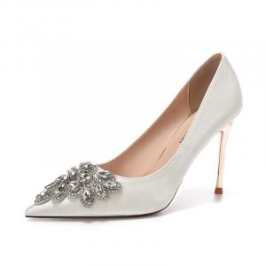 QITUMAUL Белые женские туфли на тонком каблуке [Высота каблука 9,5 см], цвет White[Heel Height 9.5cm]