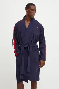 Хлопковый халат Lacoste, темно-синий
