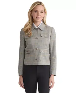 Женская клетчатая байкерская куртка на пуговицах Jones New York, золотой