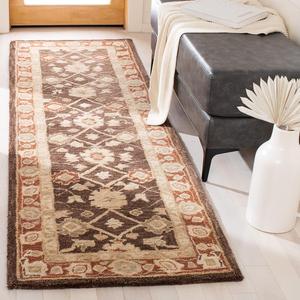 Ковер-дорожка SAFAVIEH, 69 x 427 см, Anatolia Collection, Olive & Rust, ручной работы традиционный восточный шерстяной, идеален для помещений с высокой проходимостью в гостиной, спальне (AN554A)