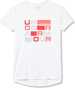 Under Armour Girls Tech Block Logo футболка с коротким рукавом, (100) White/Halo Gray