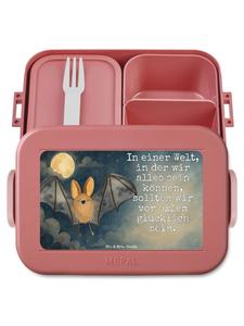 Mr. & Mrs. Panda Ланчбокс с рисунком в виде крыльев летучей мыши и надписью пастельно-красного цвета