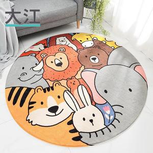 Dajiang Ковер круглый 100х100 см из овечьей шерсти, детский, для спальни, с мультяшным дизайном