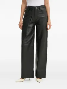 Кожаные брюки со складками спереди Won Hundred, черный