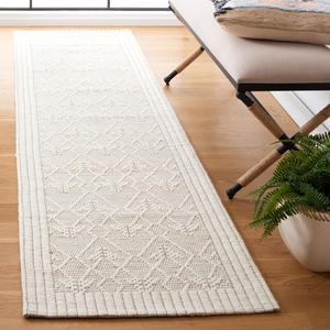 Ковер-дорожка SAFAVIEH, 69 x 275 см, Marbella Collection, Ivory & Brown, ручной работы, геометрический узор, шерсть, идеально для помещений с высокой проходимостью в гостиной, спальне (MRB430T)