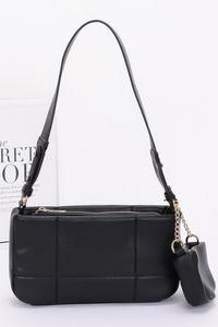 Женская стеганая сумка через плечо из искусственной кожи с чехлом для AirPods FASHNZFAB, черный