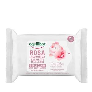 Мицеллярные салфетки Equilibra Rosa Rose для снятия макияжа с гиалуроновой кислотой, 1 упаковка – 25 шт., Equalibra