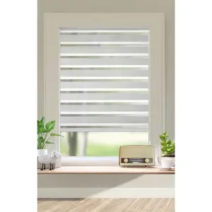 Мой домашний двойной рулонный штора Dark защита от света и обзора без сверления, свободно подвесная, крепление зажимом, фиксированный размер, текстурированная, однотонная, монохромная, базовая, держатель зажимной My Home, белый