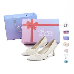 Take the Qin Туфли-лодочки на тонком каблуке 6 см черные в подарочной упаковке для женщин - экрю, цвет Ecru[Gift Box Set](Gift Included)