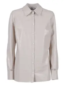 Рубашка с эффектом крокодиловой кожи и застежкой на пуговицы спереди Elisabetta Franchi, нейтральный