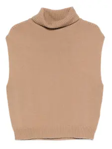Жилет с высоким воротником Allude, светло-коричневый