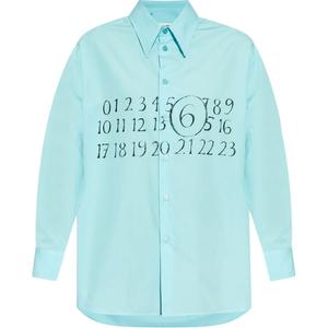 Рубашка с логотипом с длинными рукавами MM6 Maison Margiela, синий