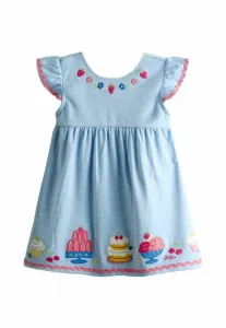 Платье повседневное, прямого кроя, с аппликацией на рукавах Jojo Maman Bébé, Light Blue Cake