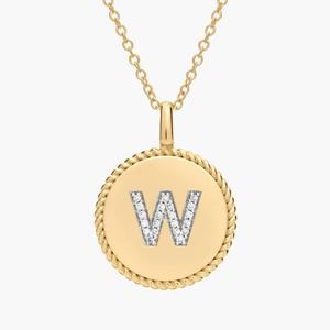 Подвеска с инициалом «W» из желтого золота 14 карат с бриллиантами Blue Nile