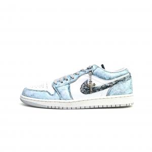 Jordan Баскетбольные кроссовки Air 1 Denim Luxury, износостойкие и легкие, винтажные, низкие, унисекс, серо-синие